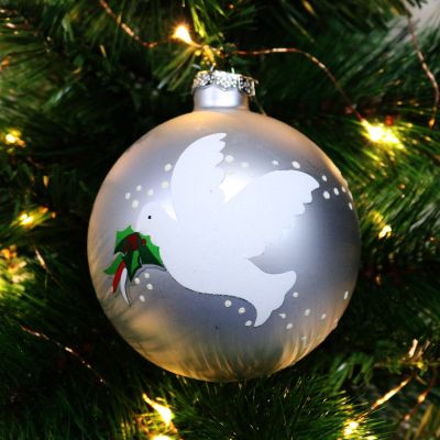 Silver Peace Doves Christmas Bauble