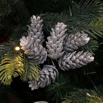 Silver Glitter Pinecone Clusters - Set of 2