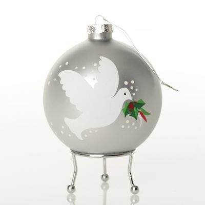 Silver Peace Doves Christmas Bauble