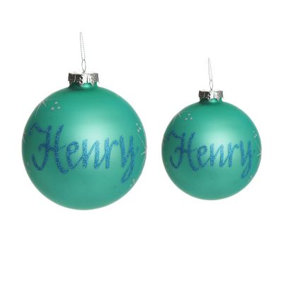 Sky Blue Glass Personalised Christmas Bauble