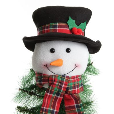 Snowman Head Tartan Tree Topper