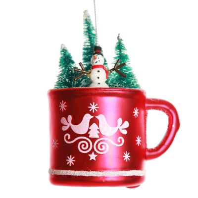 Snowman in Mug Christmas Tree Decoration