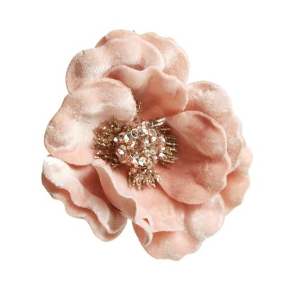 Soft Pink Velvet Magnolia Flower Clip