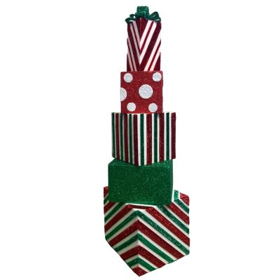 Spots and Stripes Five Presents Stack Christmas Ornament - 70cm