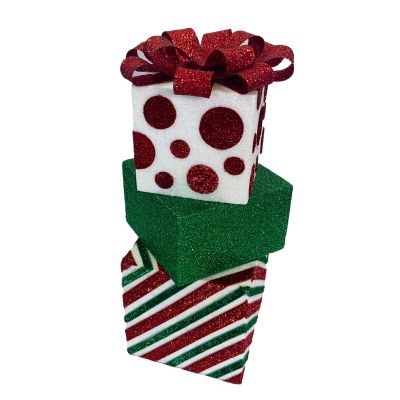 Spots and Stripes Three Presents Stack Christmas Ornament - 39cm
