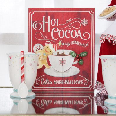 Retro Hot Cocoa Christmas Wall Box Sign