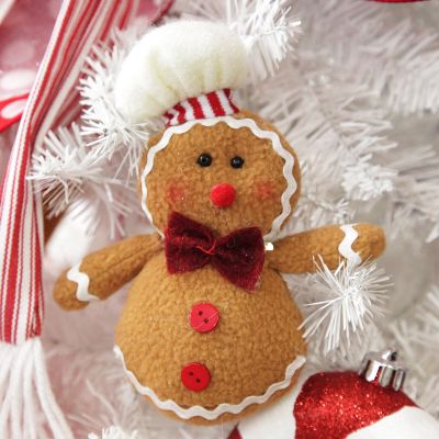 Plush Gingerbread with Chef Hat Tree Decoration