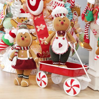 Cuddly Plush Standing Girl Gingerbread Christmas Ornament