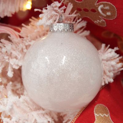 White Glitter Christmas Bauble