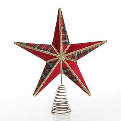 Tartan and Gold Trim 3D Star Christmas Tree Topper