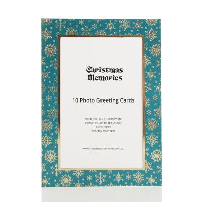 Teal and Gold Snowflake Photo Cards