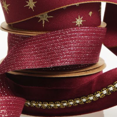 Three Assorted Burgundy and Gold Ribbons