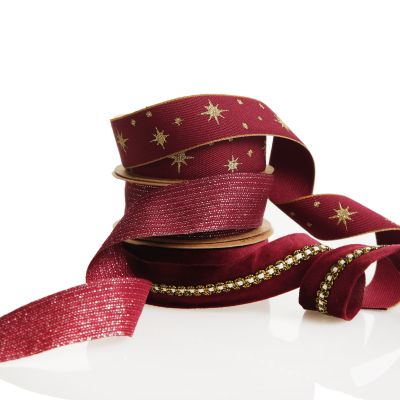 Three Assorted Burgundy and Gold Ribbons