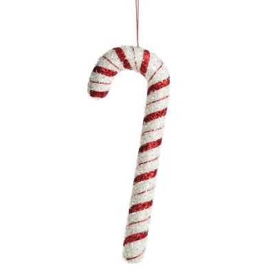 Tinsel Candy Cane with Red Twine