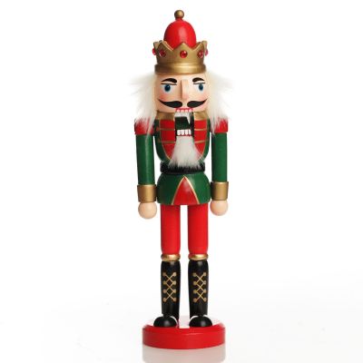 Traditional Christmas Wooden Nutcracker Soldier Ornament with Crown - Medium