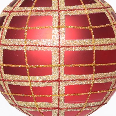 Traditional Red & Gold Decorative Glass Christmas Baubles - Set of 2 