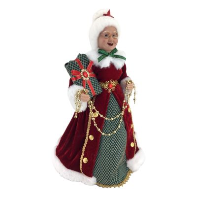Traditional Red, Green and Gold Mrs Claus Tree Topper Ornament