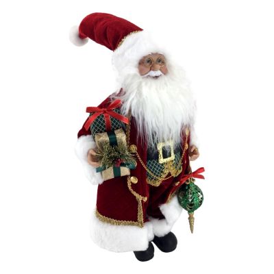 Traditional Santa Holding Present Christmas Ornament
