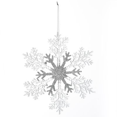 White and Silver Glitter Snowflake Tree Decoration