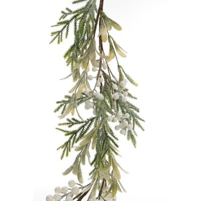 White Berry and Frosted Leaf Christmas Garland