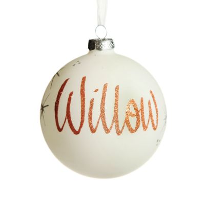 White Glass Personalised Christmas Bauble - Two Tone