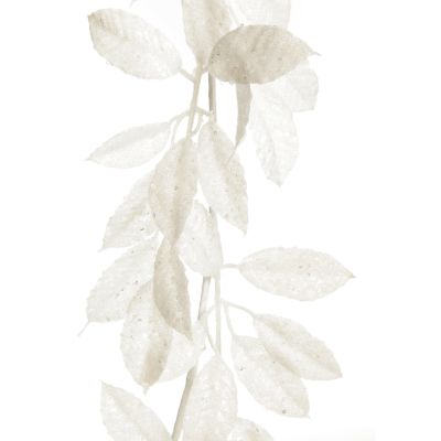 White Glitter Leaf Christmas Garland