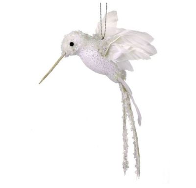 White Glitter & Sequin Hummingbird