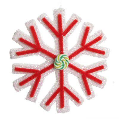 White Glitter Snowflake with Red Icing