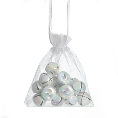 White Iridescent Mini Jingle Bell Decorations - Bag of 15