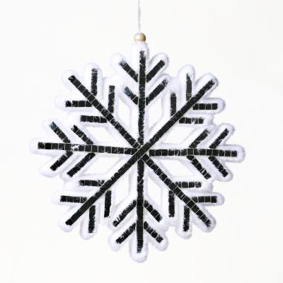 White Polyfoam & Mirror Snowflake Decoration