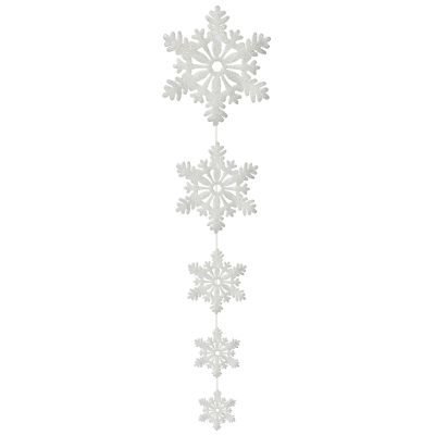 White & Sequin Snowflake Decoration - Set of 5