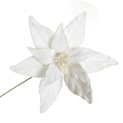 White Velvet Poinsettia Flower Stem
