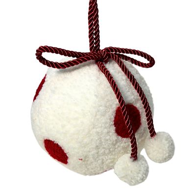 White with Red Spots Felt Christmas Bauble