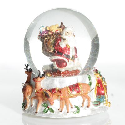 Christmas Musical Snowglobe with Santa and his Reindeers