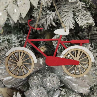 Wooden Bike Christmas Decoration - Set of 2