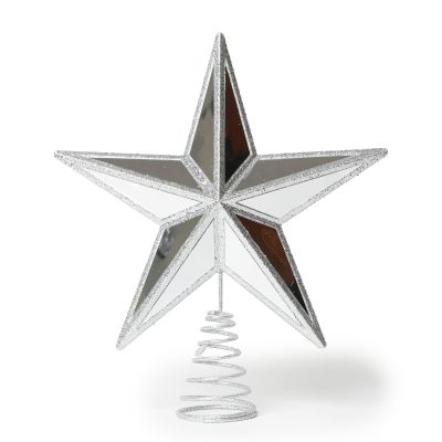 Silver Glitter & Mirror 3D Star Tree Topper