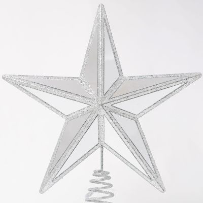 Silver Glitter & Mirror 3D Star Tree Topper