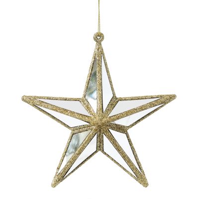 Gold Glitter & Mirror 3D Star Tree Decoration
