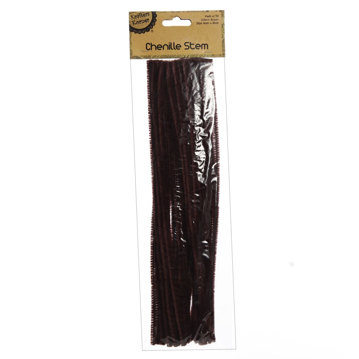 Brown Chenille Stem Pipe Cleaners - Pack of 50