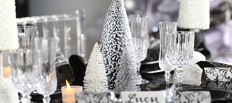 luxe christmas trees on table decoration