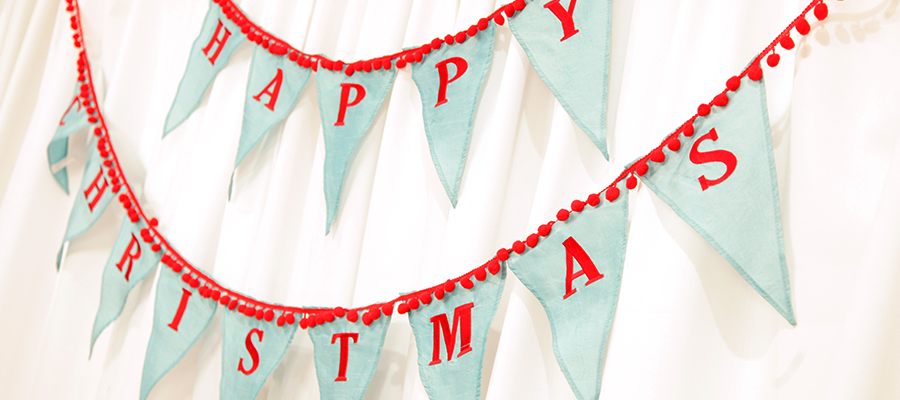 merry and bright banner flag