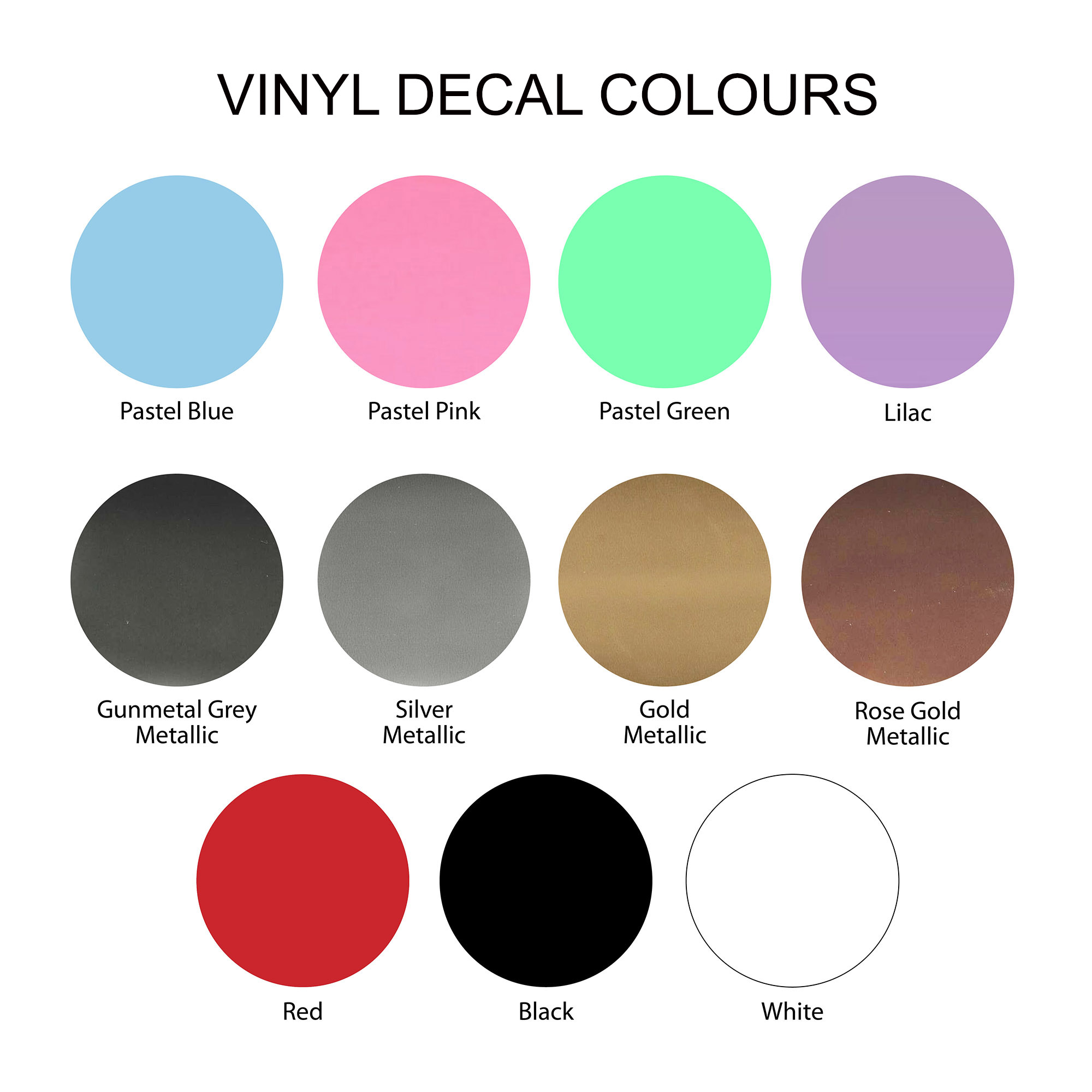 Vinyl Decal colours
