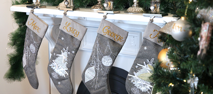 vintage christmas banner stockings