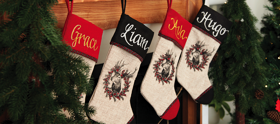 farmhouse christmas personalised stockings